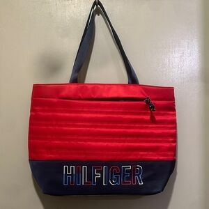 Tommy Hilfiger Red and Navy Tote Bag
